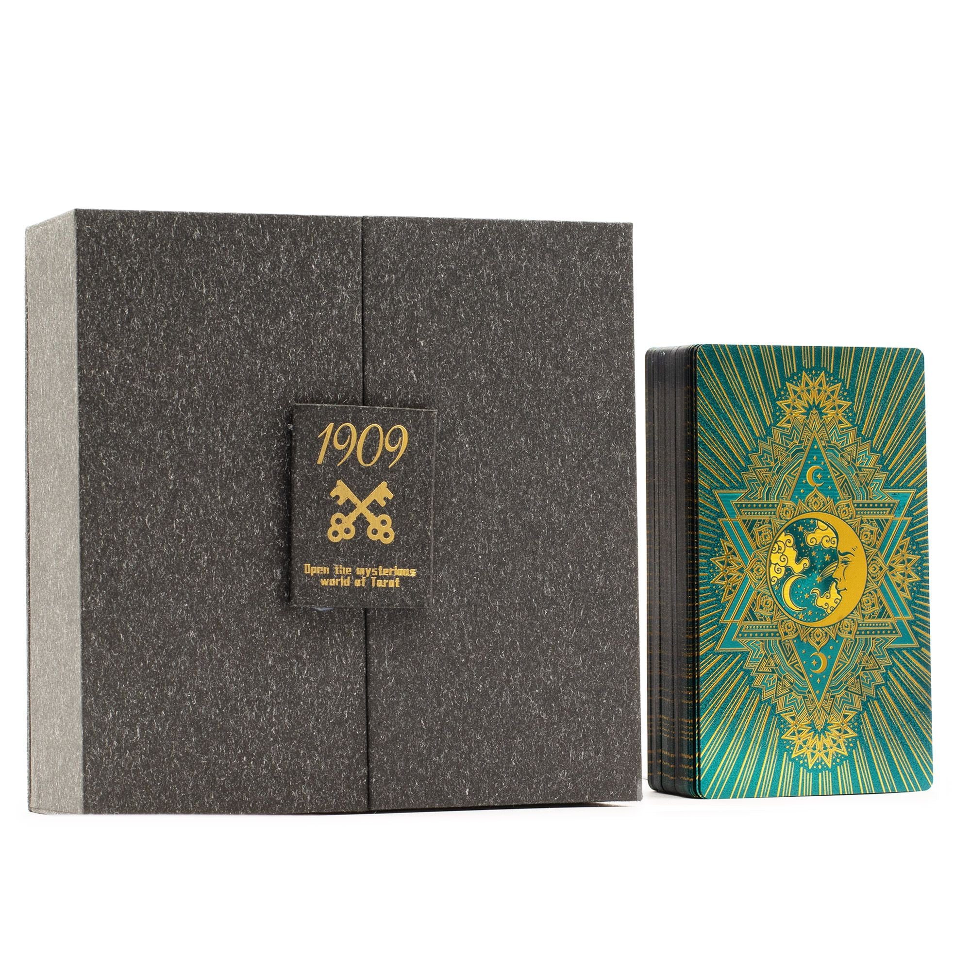 Tarjeta de Tarot con Foil en Oro y Turquesa - Conjunto de Regalo