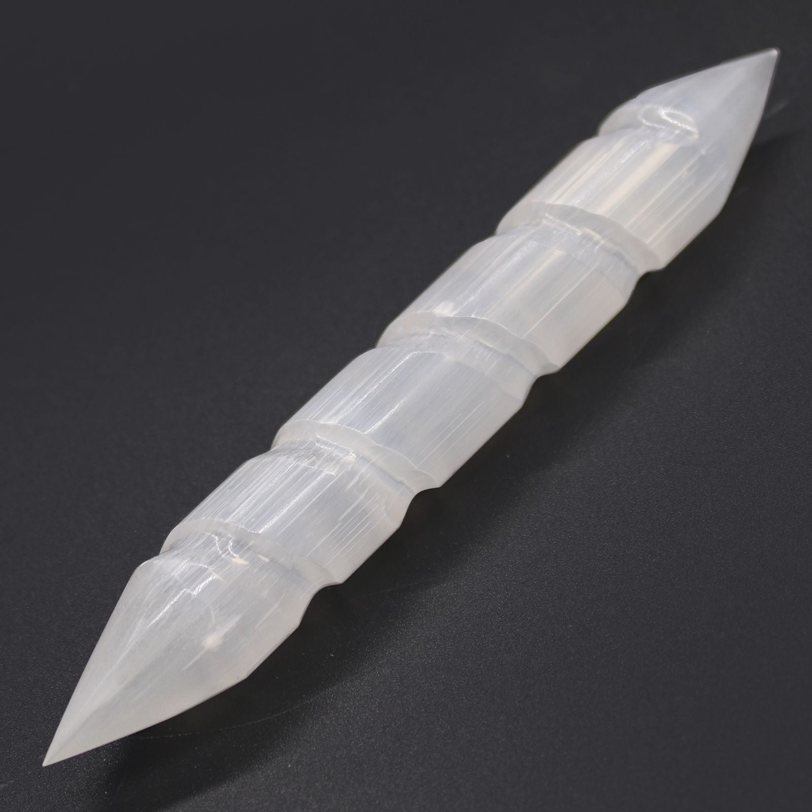 Varita Espiral de Selenita - 16 cm (Ambos extremos punta)