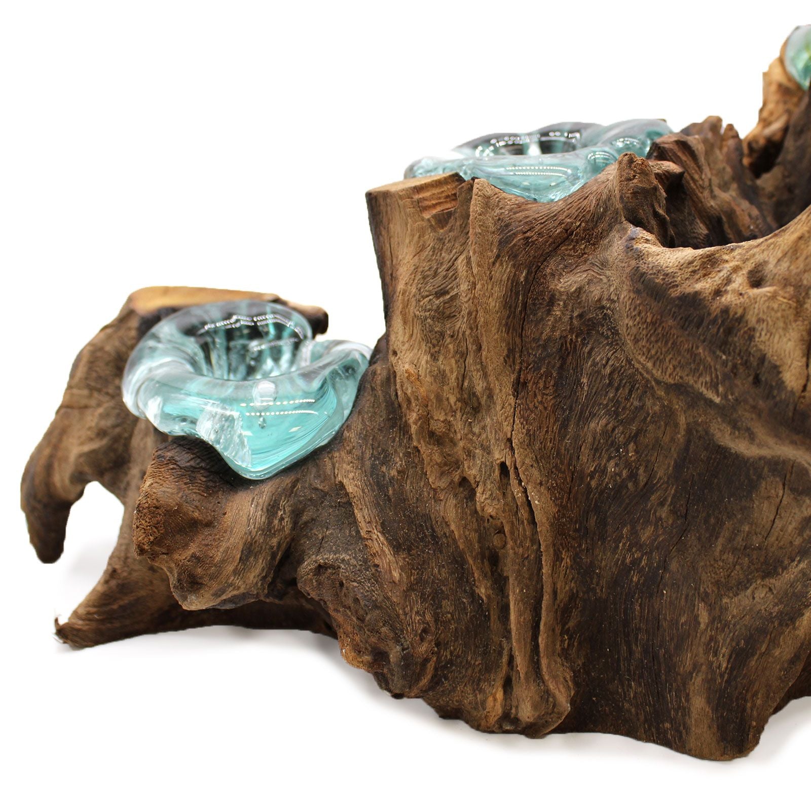 Portavelas Molton Glass Five sobre madera