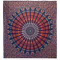 Colcha Doble de Algodón + Colgante de Pared - Pavo Real Mandala - Azul