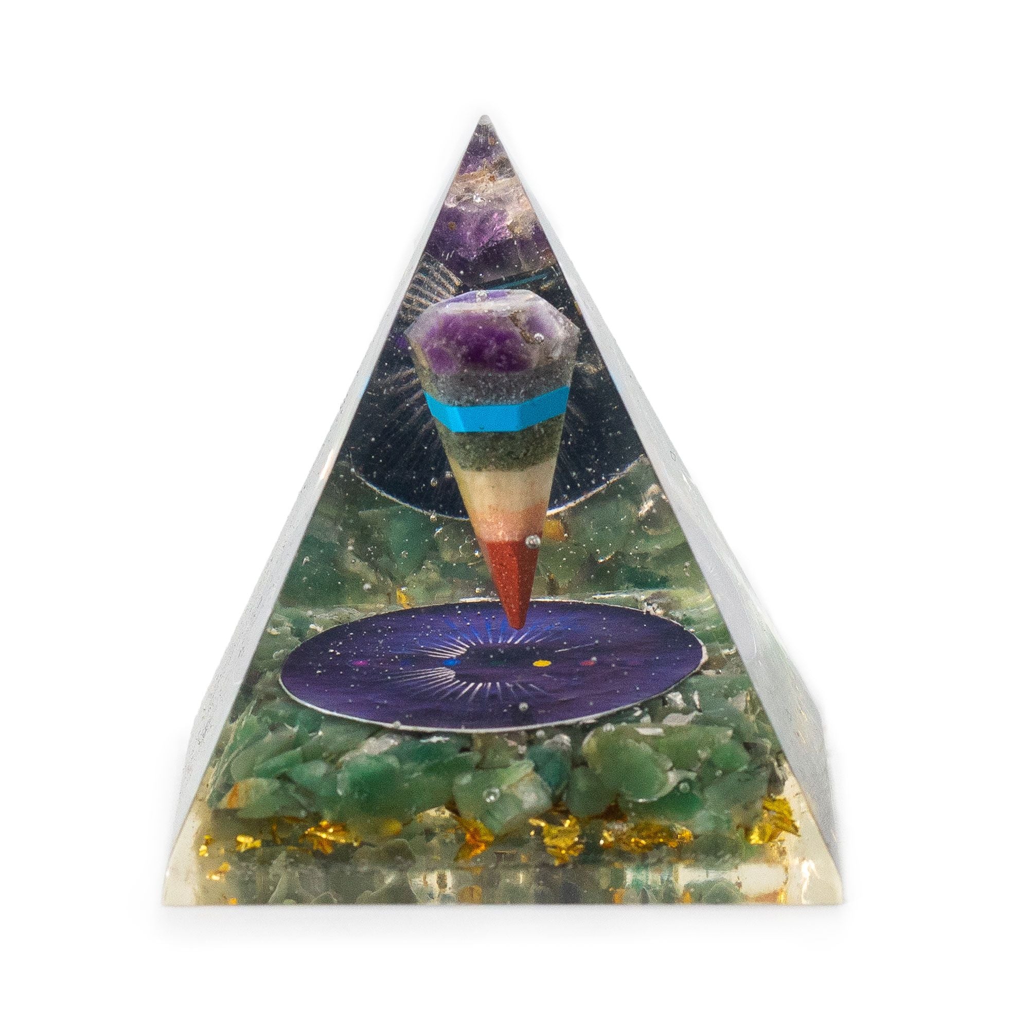 Med Orgonita Pirámides 7x6 cm - Péndulo - Chips de Aventurina Verde