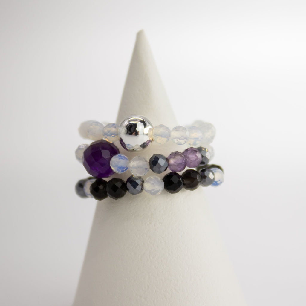 Conjunto de anillos de gema del espíritu de ninfa - Luna Llena