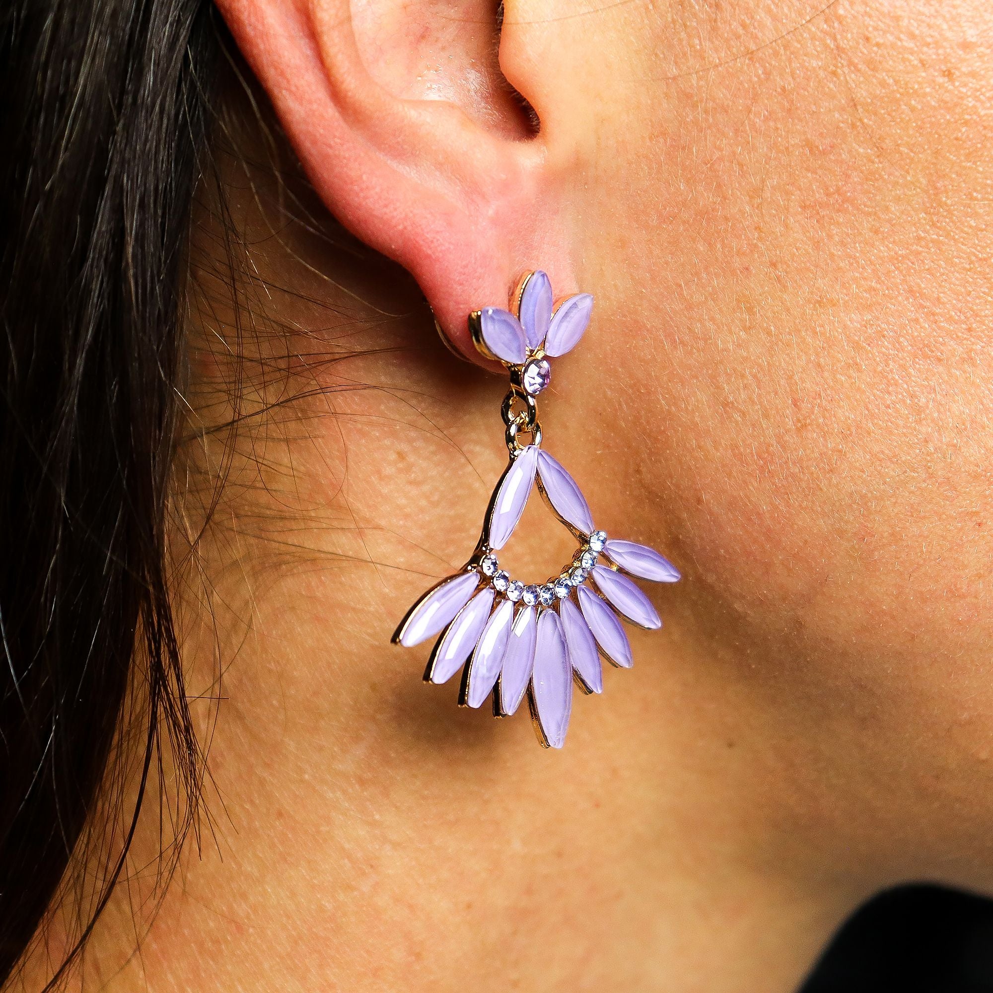 Pendientes de Cristal Vintage - Largo - Lavanda