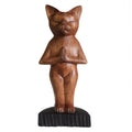 Gato de yoga tallado a mano - De pie