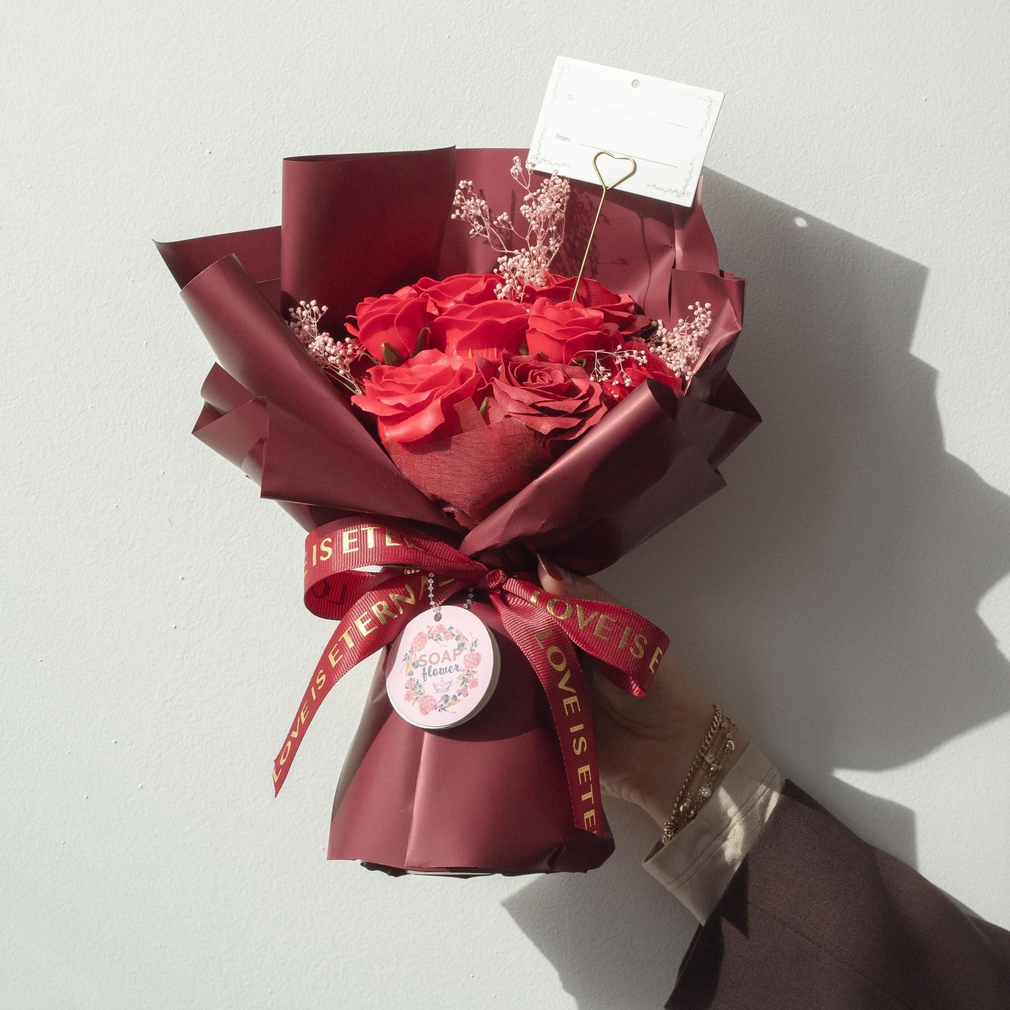 Ramo grande de rosas rojas - El amor es eterno -  Tarjeta de regalo