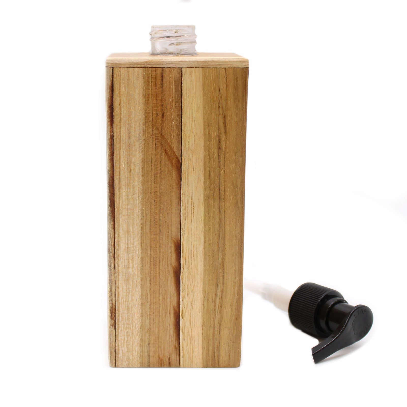 Dispensador de jabón de madera de teca natural - Cuadrado