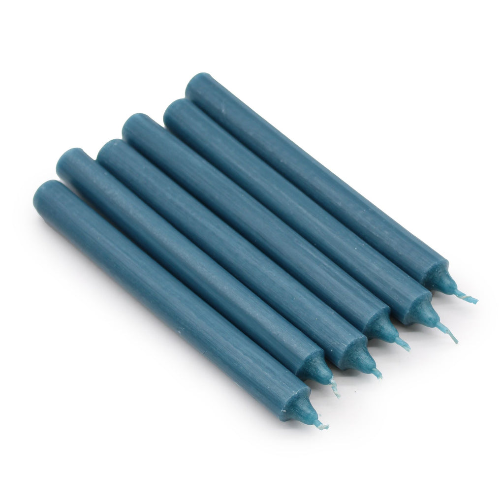 Juego de Velas de Mesa de Color Sólido - Pack de 21 - Teal Rústico