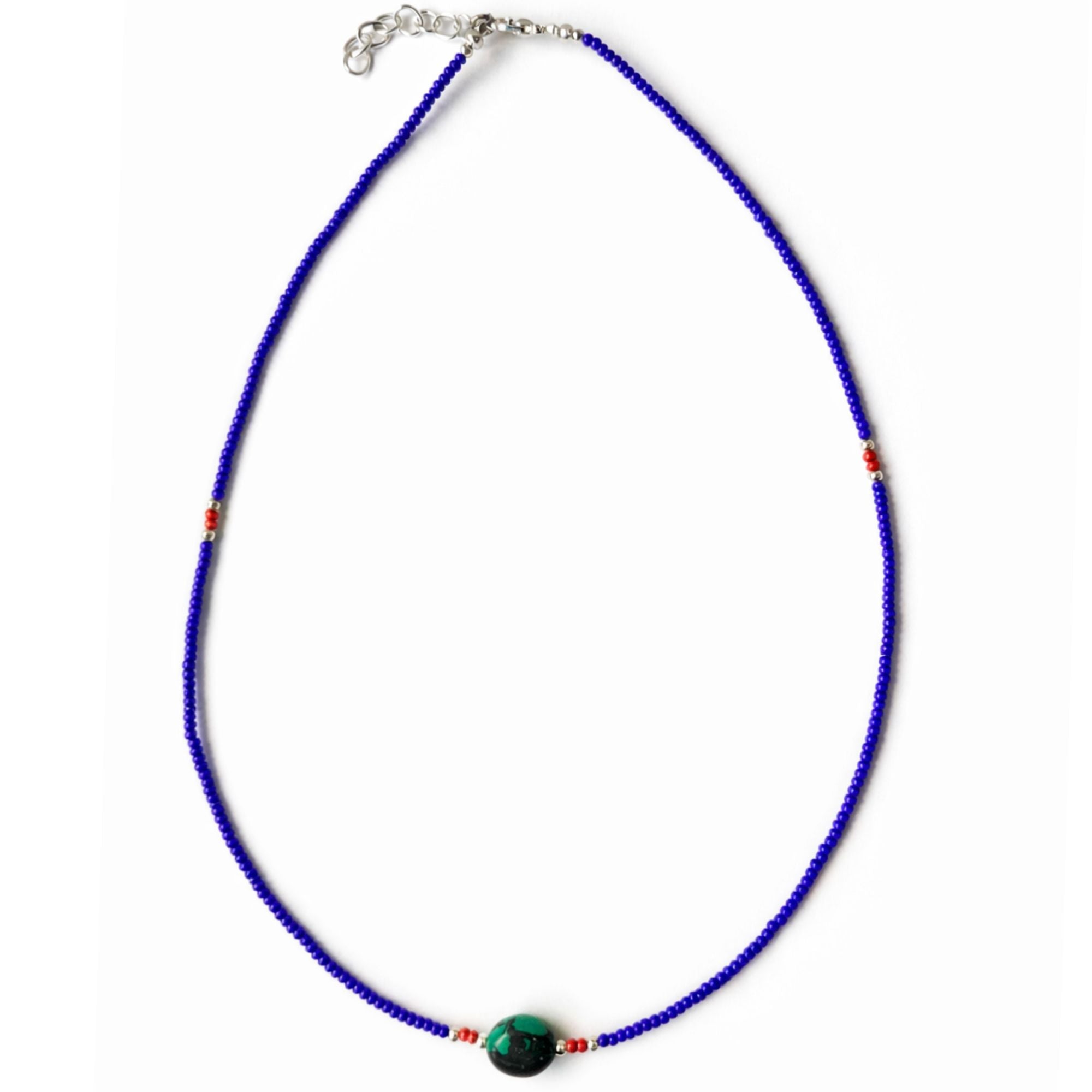 Colgante fino de lapislázuli y turquesa de Nepal - collar (42 cm)