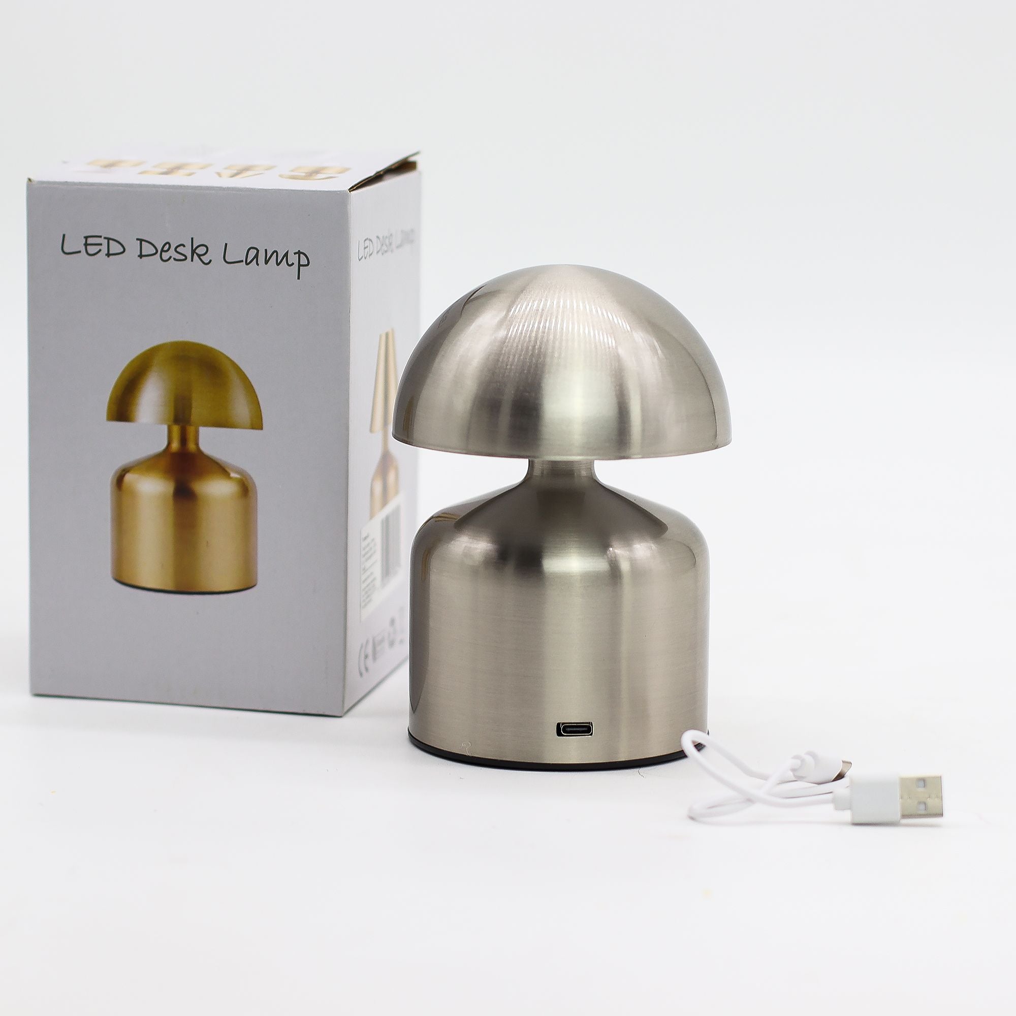 Lámpara táctil - Cúpula Champiñón Plateada - USB (C) - Recargable (400 Vatios)