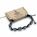 Pulsera Magnética Shamballa de Hematita  -  Calaveras Hexagonales
