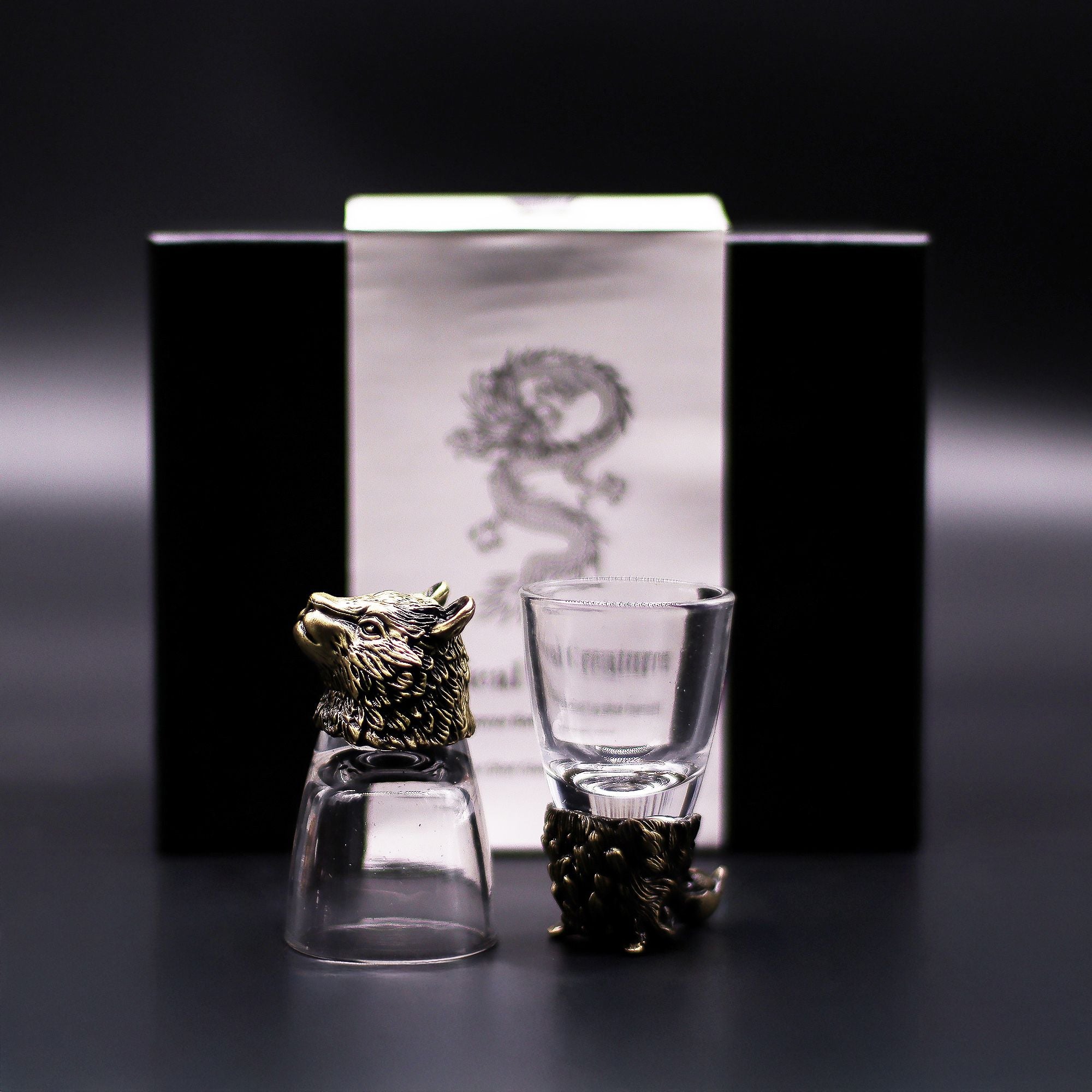 Conjunto regalo de 6 vasos de chupito (50 ml) - Criaturas Salvajes del Bosque - Bronce antiguo