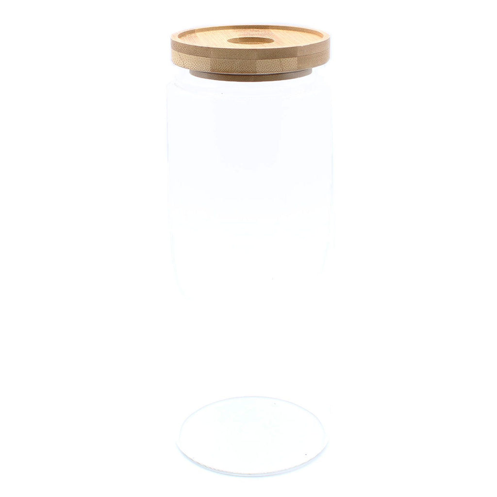 Bote de Cristal con Tapa de Bambú - 20cm