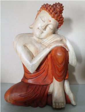 Estatua de Buda Tallada a Mano - 30cm Pensando