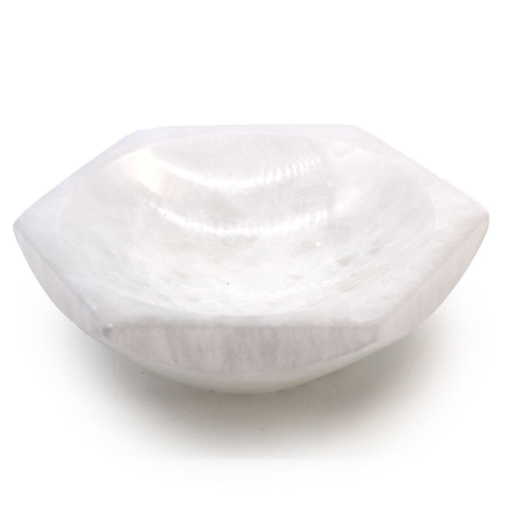 Cuenco hexagonal de selenita - 15cm
