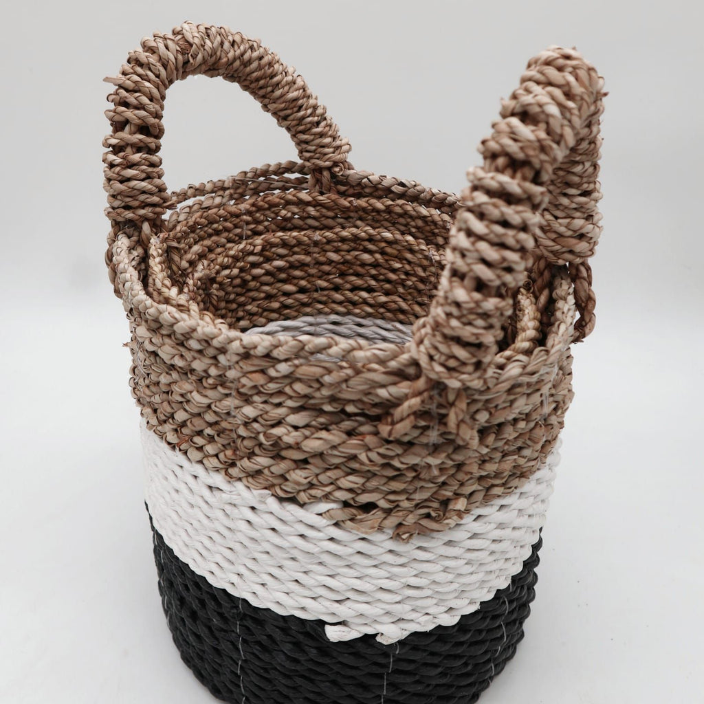 Juego de cestas de algas marinas - Gris oscuro / Blanco / Natural