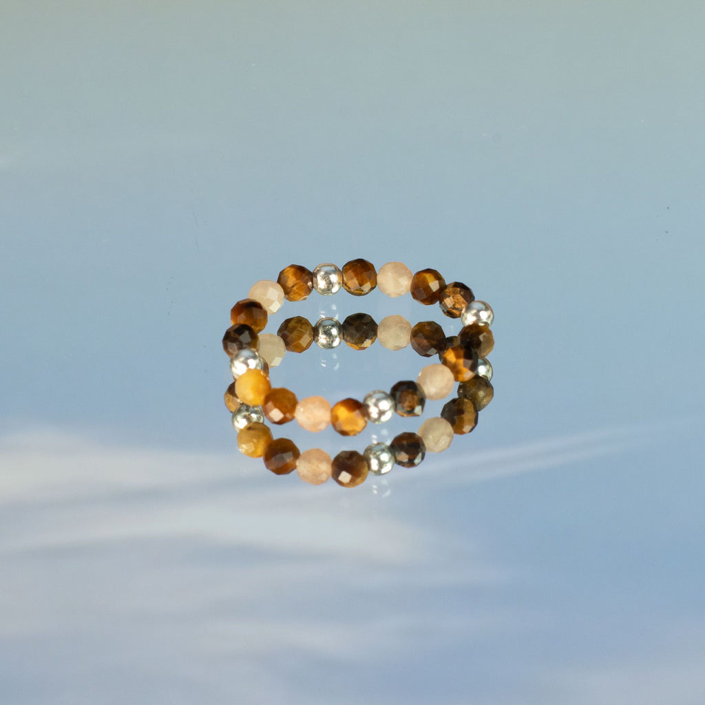 Conjunto de anillos con gemas de ninfa espiritual - Puesta de sol marina