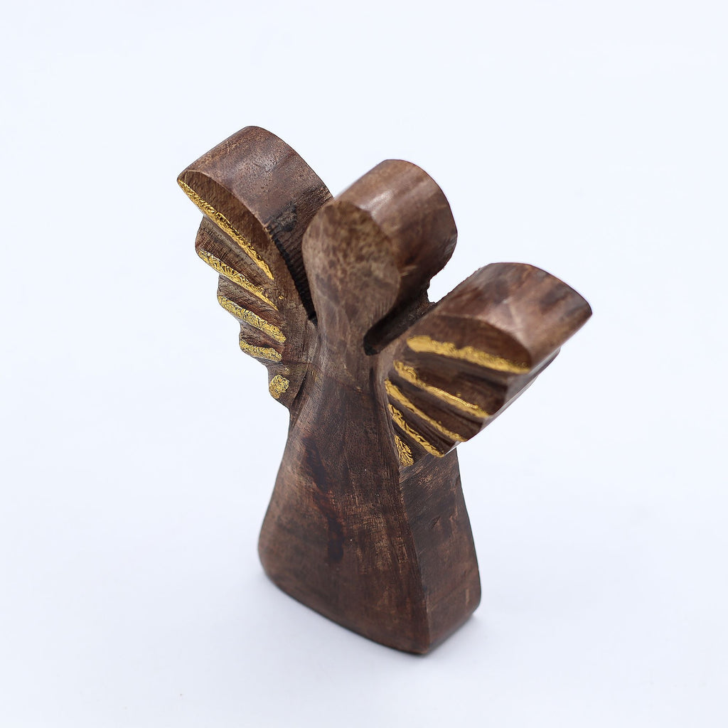 Pequeño ángel de madera de mango - decoración dorada