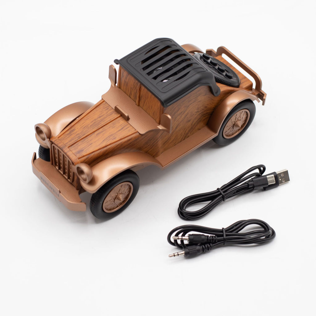 Altavoz clásico para coche vintage y soporte para teléfono - Bluetooth - 5 vatios