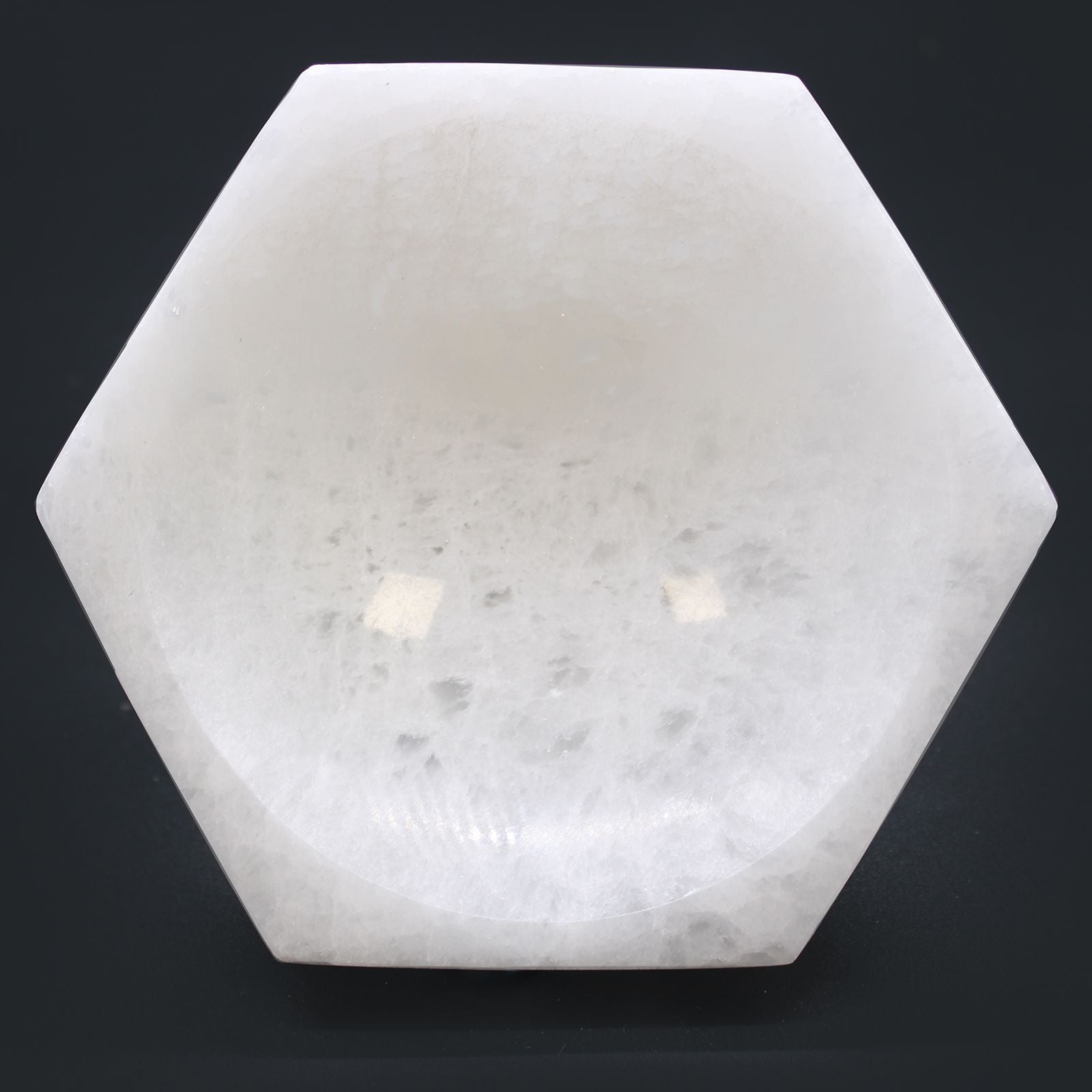 Cuenco hexagonal de selenita - 15cm