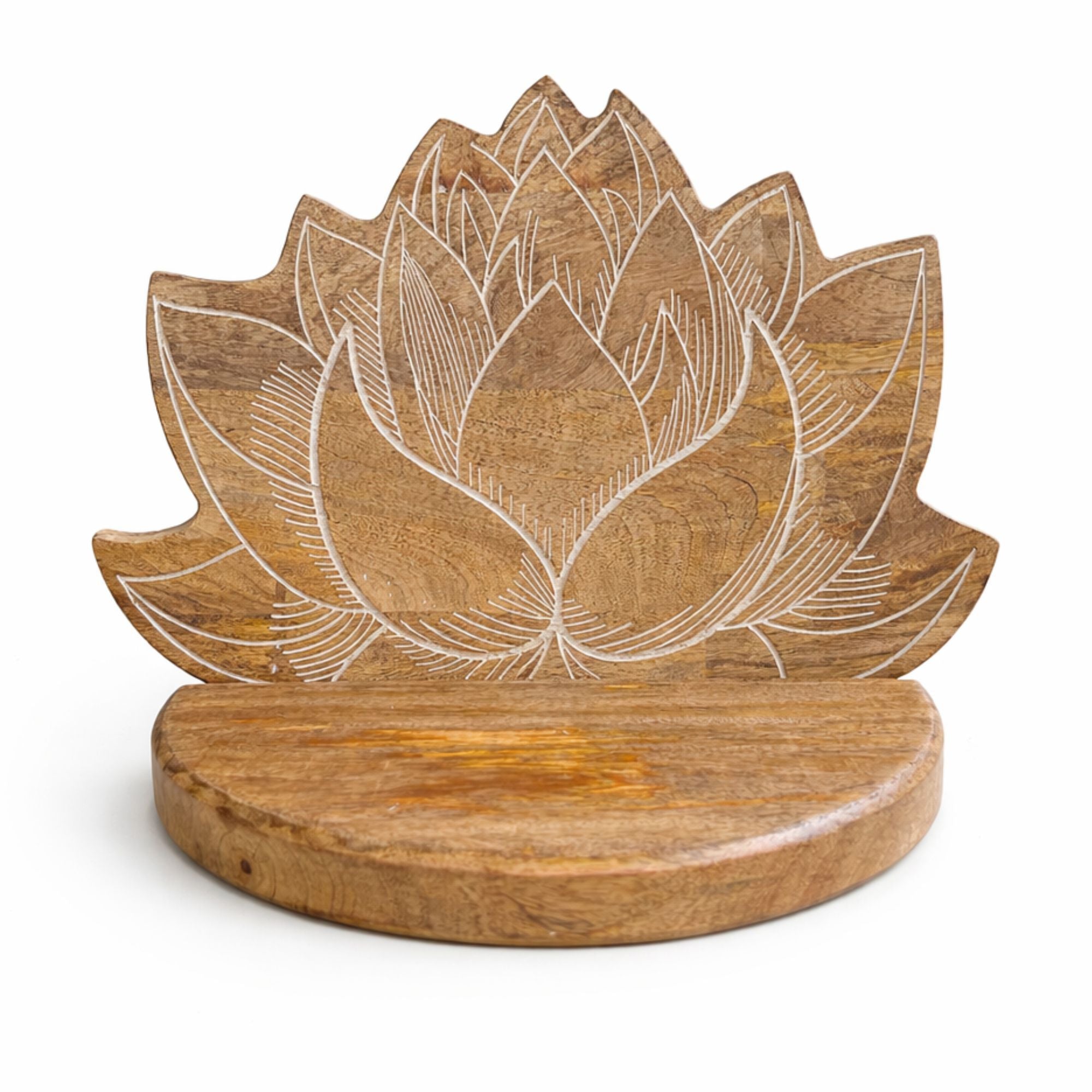 Estante de pared Lotus con acabado lavado blanco