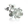 Rosa de Cristal con Tallo Plateado