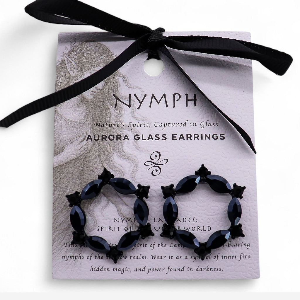 Pendientes de Cristal Vintage - Aro - Negro Azabache