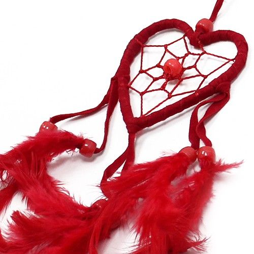 Bali Atrapasueños - Corazón pequeño - Negro/Blanco/Rojo
