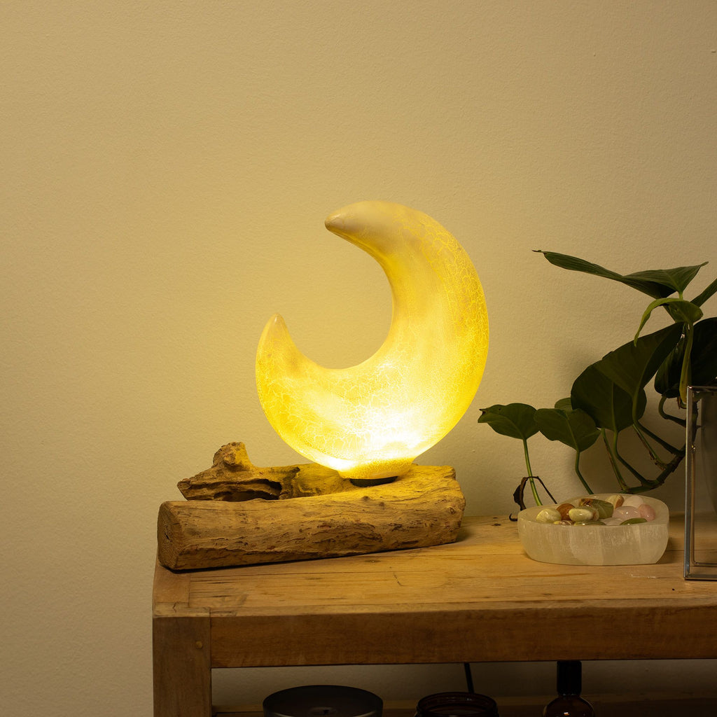 Lámpara de Mesa con Pantalla Media Luna Craquelada – Gris