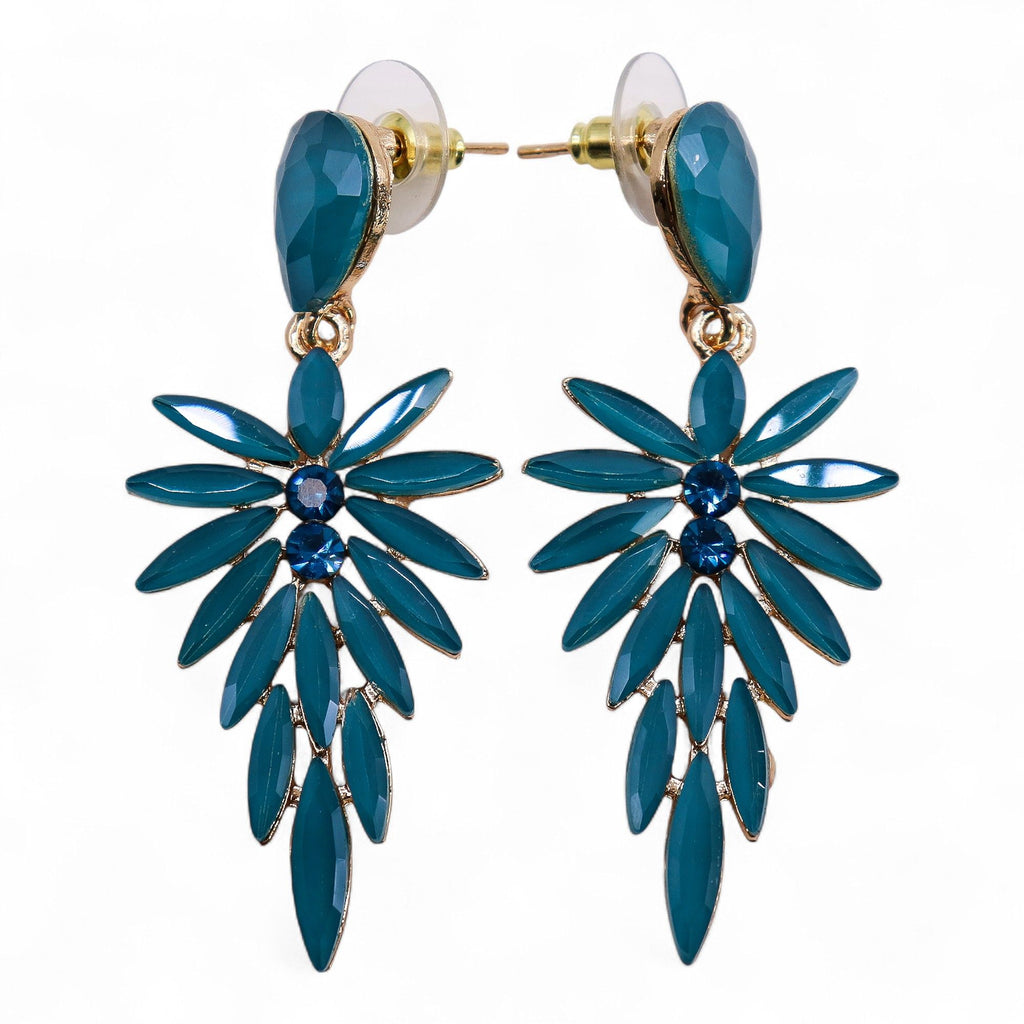 Pendientes de Cristal Vintage - Largo - Verde Turquesa