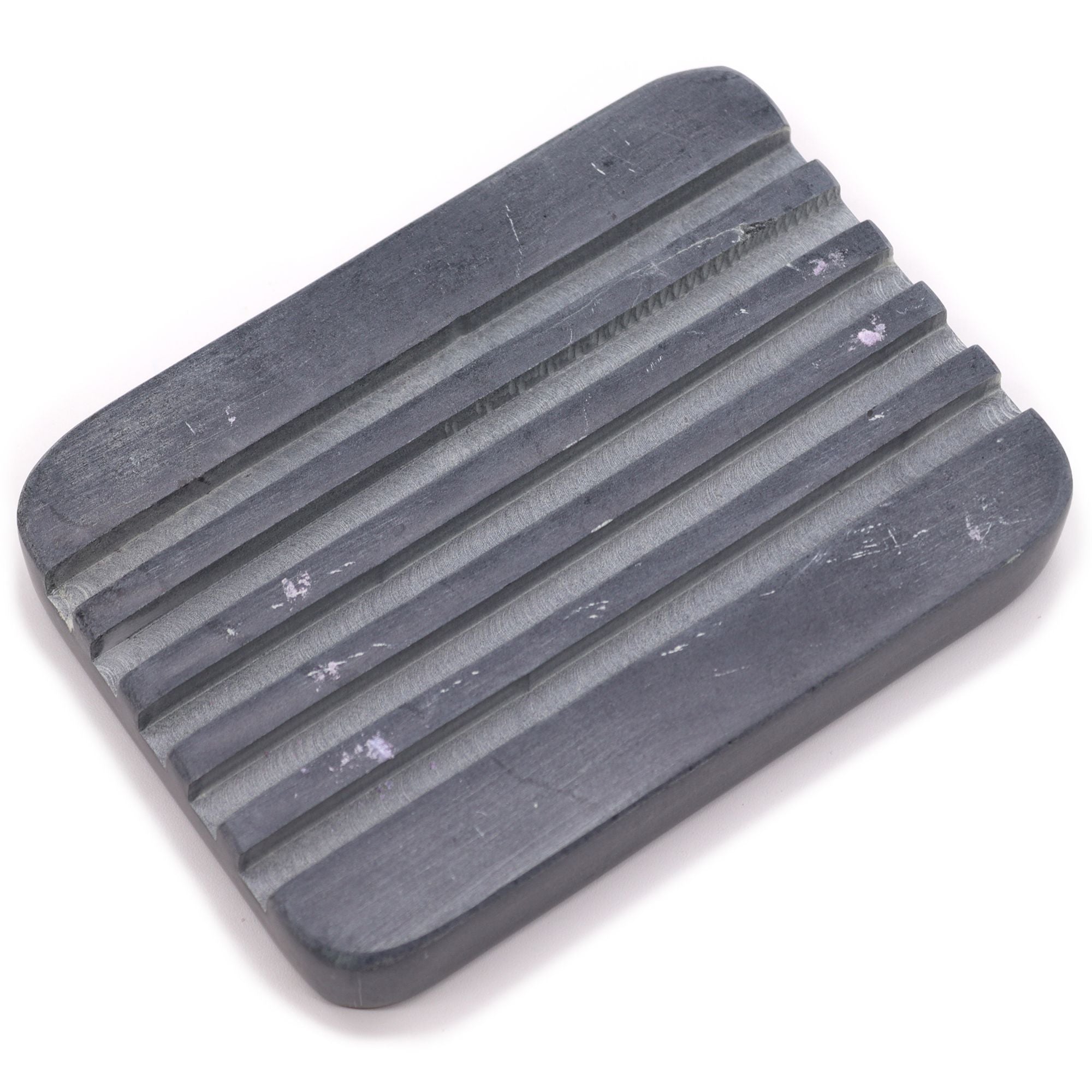 Jabonera de Esteatita Gris 12x8.5cm - Estrías Profundas