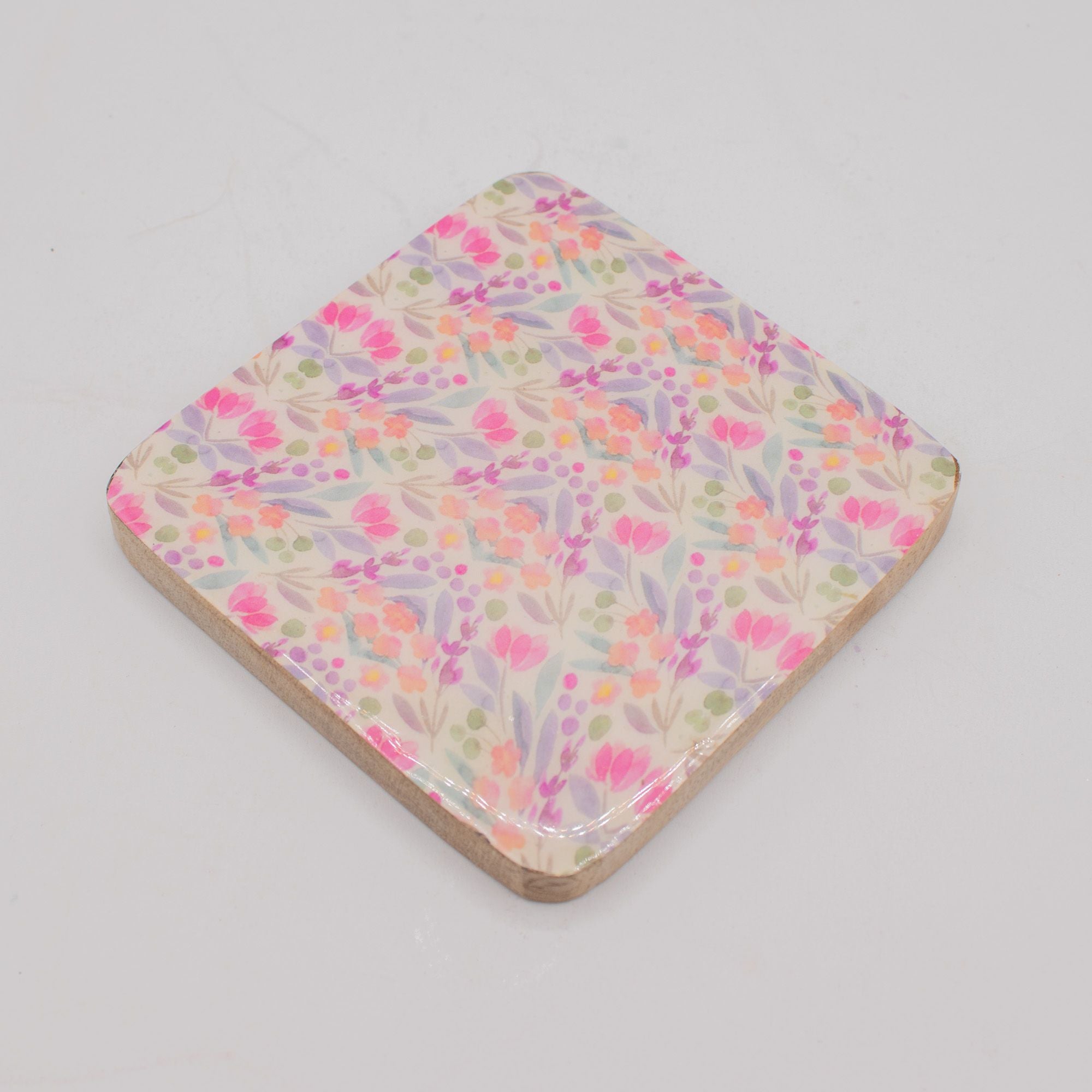 Conjunto de 4 posavasos cuadrados - Floral bonito