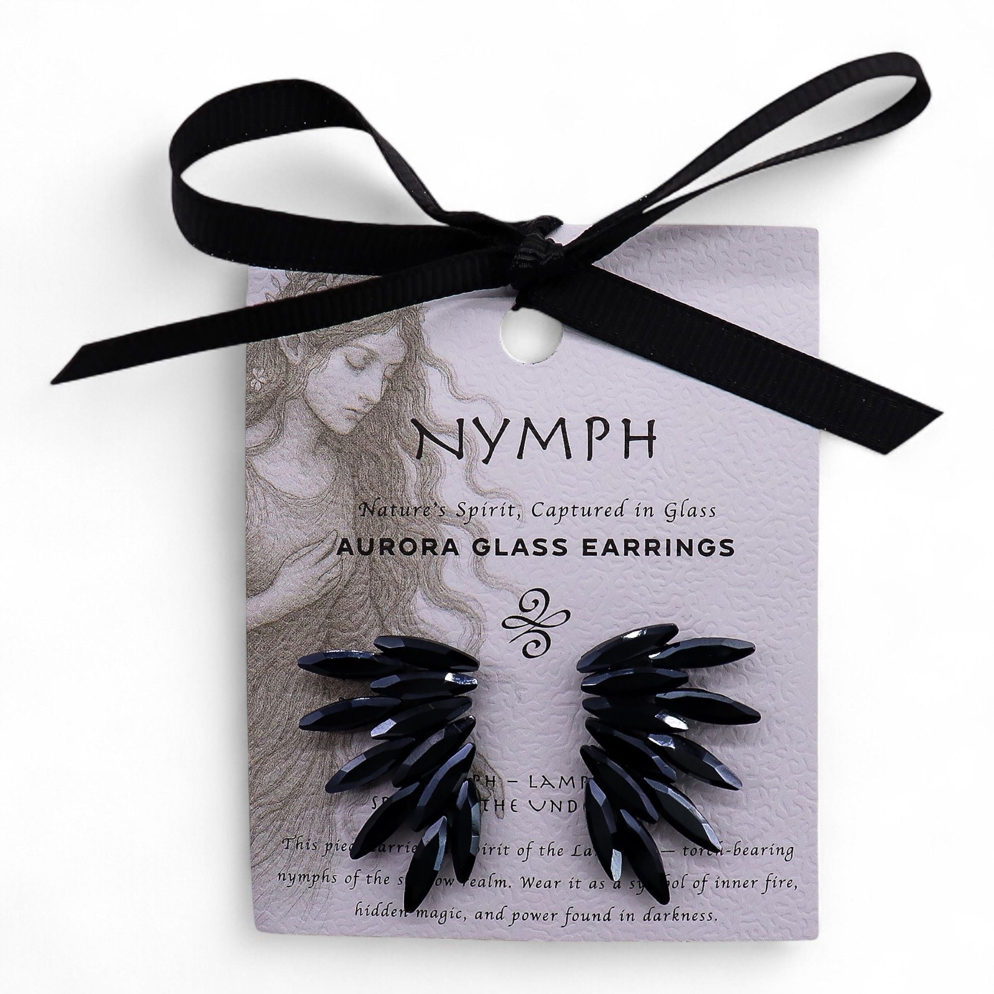 Pendientes de Cristal Vintage - Hadas - Negro Azabache