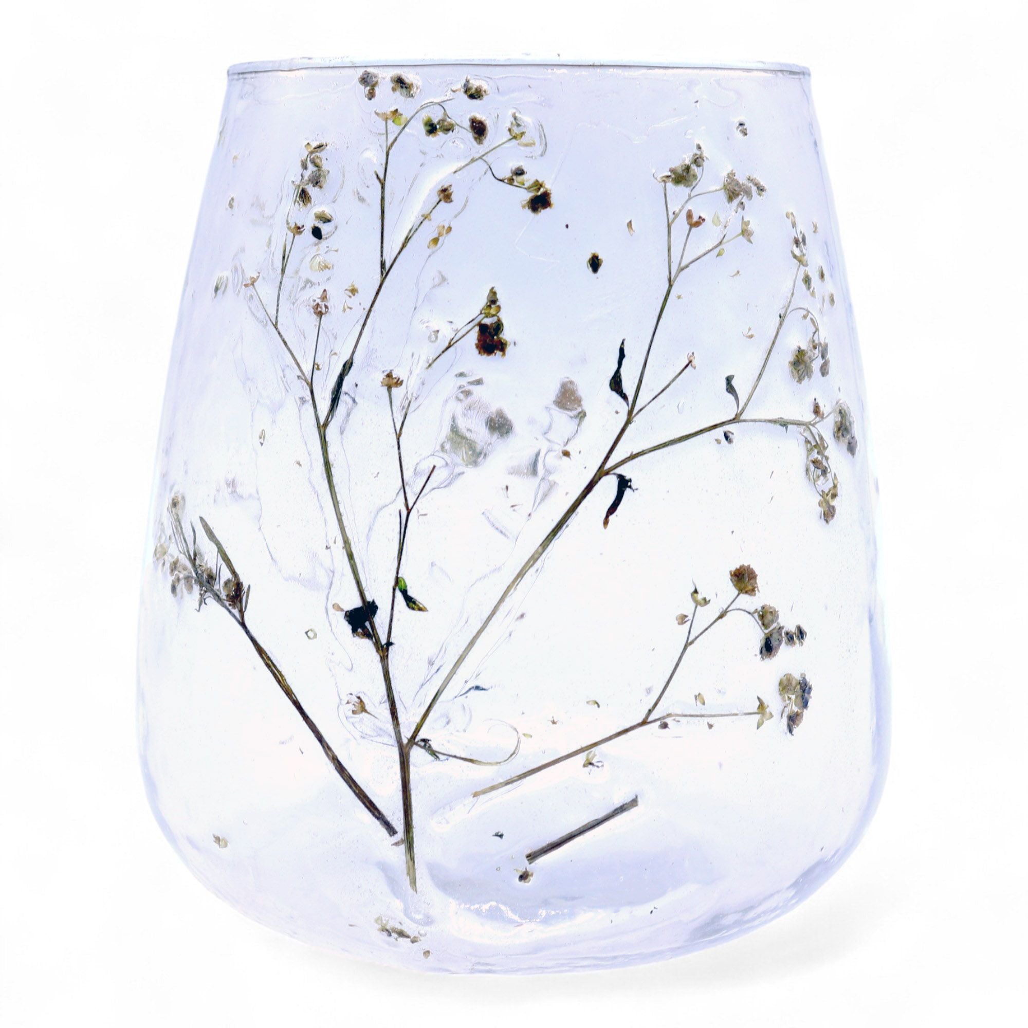 Portavelas de Vidrio floral natural - Jarrón - Margarita  - (12x11cm)