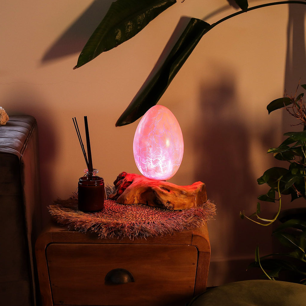 Lámpara de Mesa con Pantalla Huevo de Fuego Craquelado – Naranja