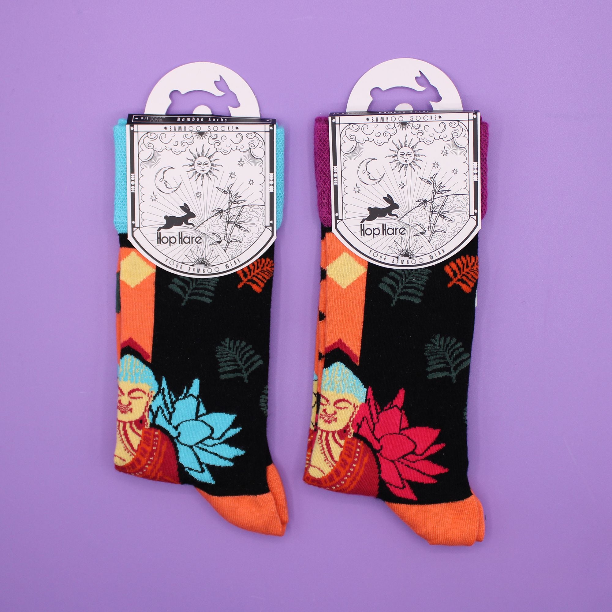 Calcetines de bambú Hop Hare (S/M) - Buda azul y loto