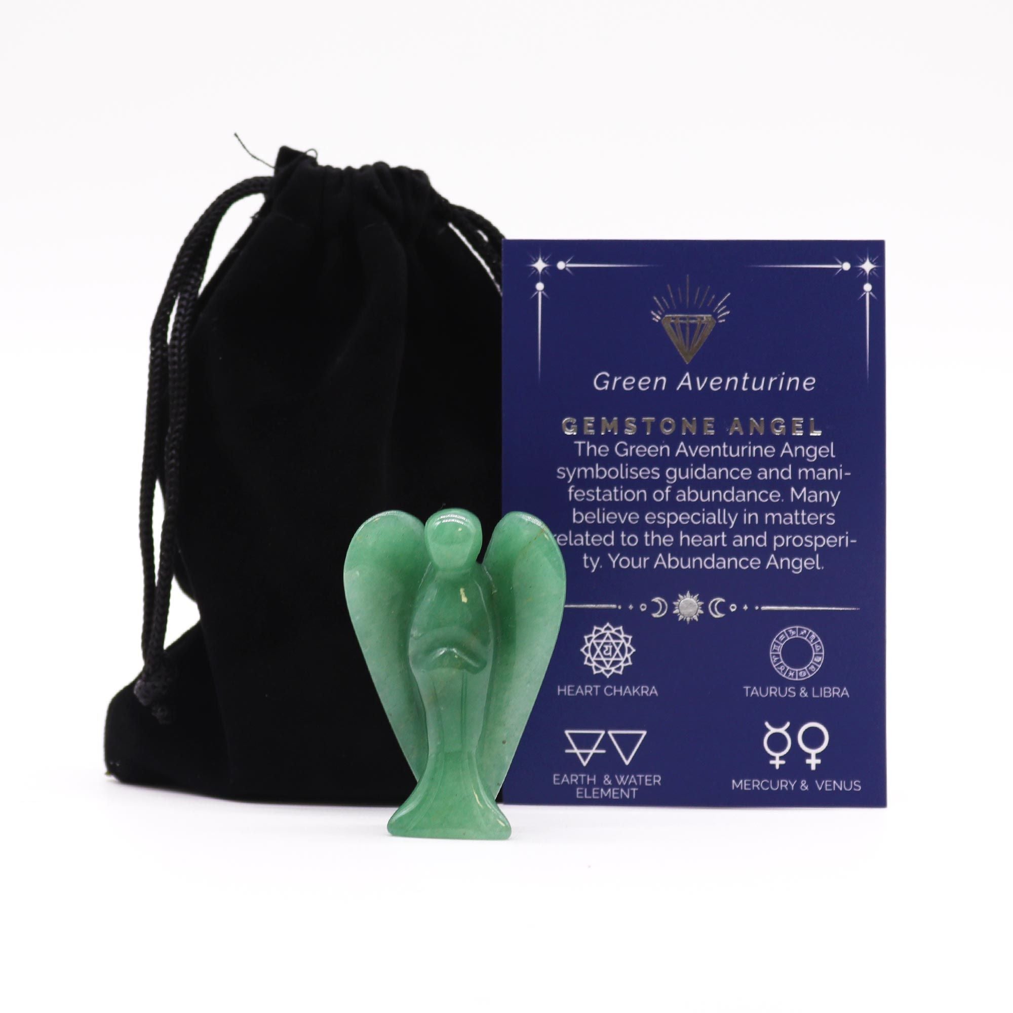 Ángel de piedra preciosa tallada a mano - Aventurina verde