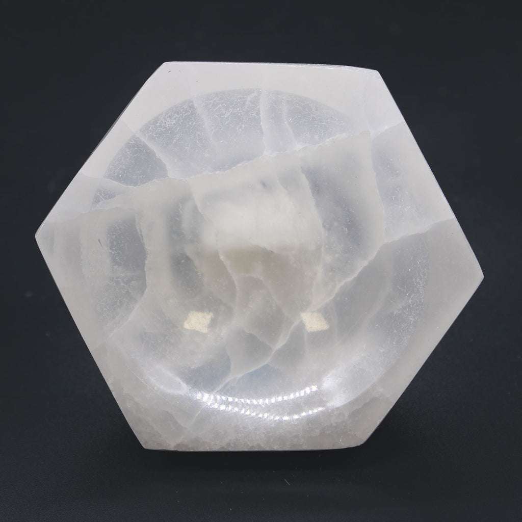 Cuenco hexagonal de selenita - 10cm
