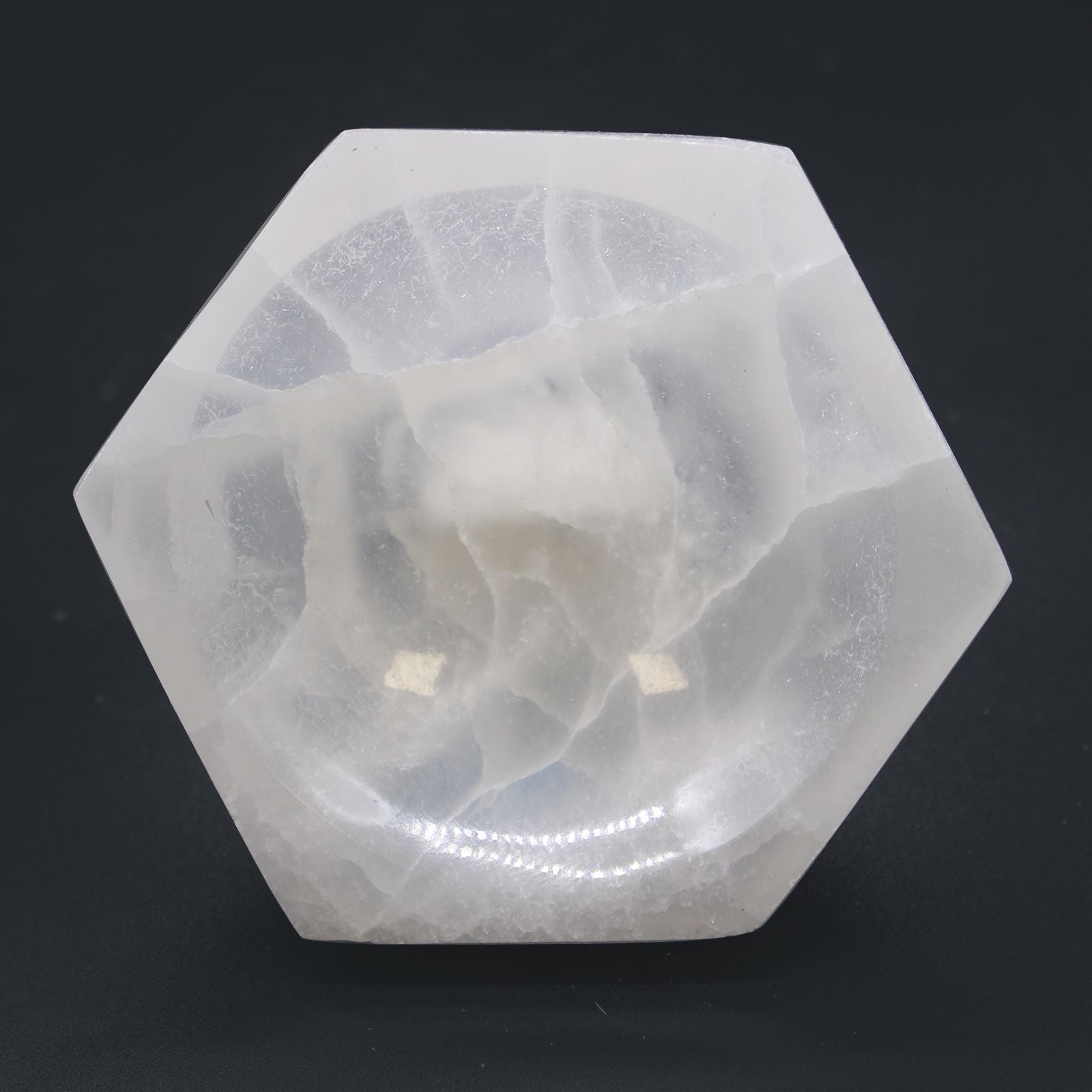 Cuenco hexagonal de selenita - 10cm