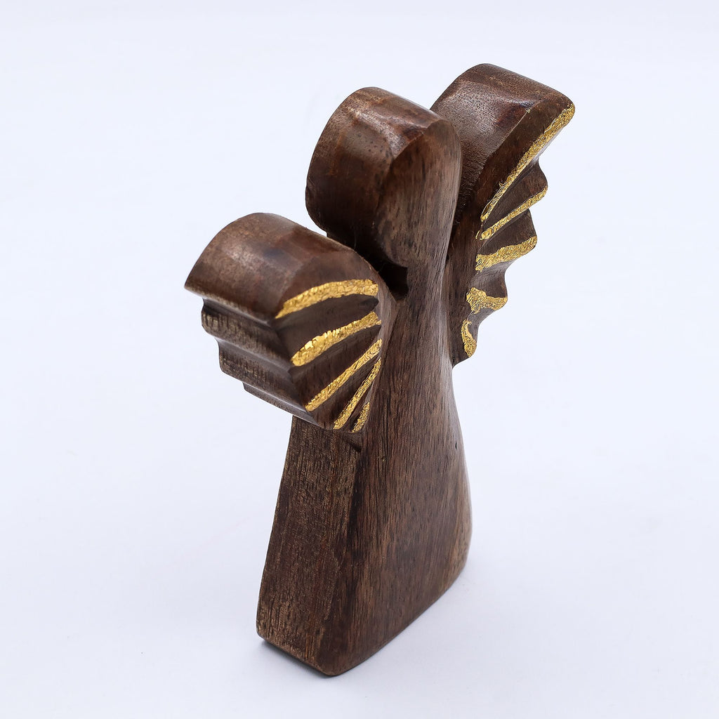 Ángel de madera de mango mediano - decoración dorada