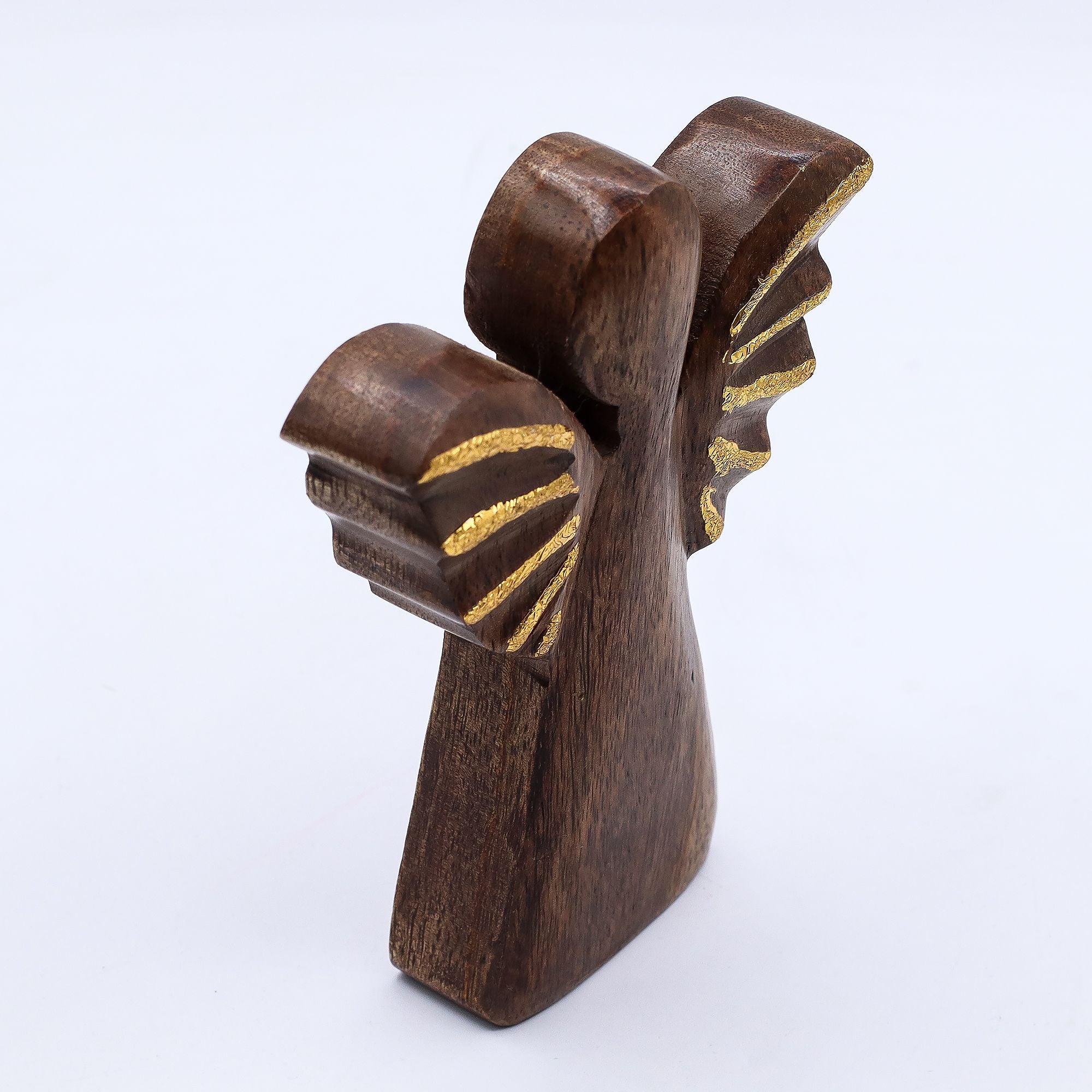 Ángel de madera de mango mediano - decoración dorada