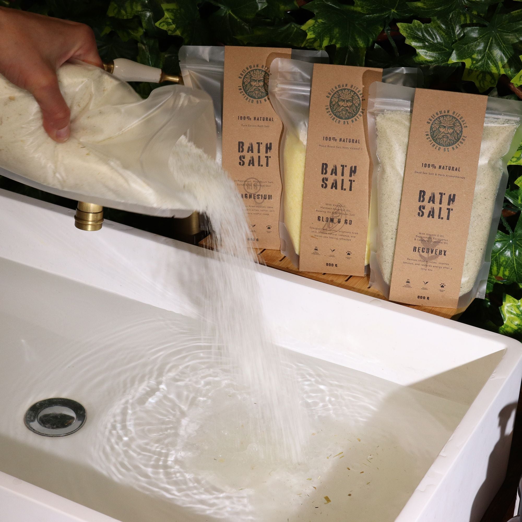 Greenman Rituals Sales de baño de Epsom con avena y miel – Mezcla relajante para spa