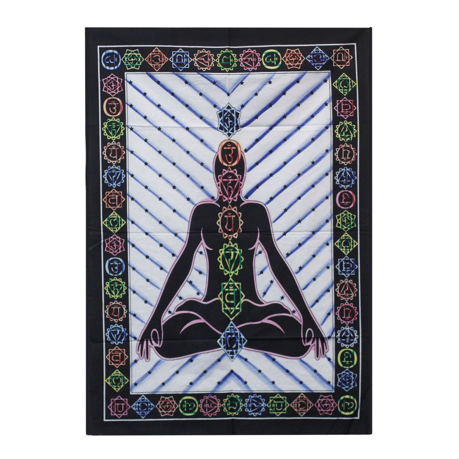 Arte mural de algodón pintado a mano – Buda de los chakras