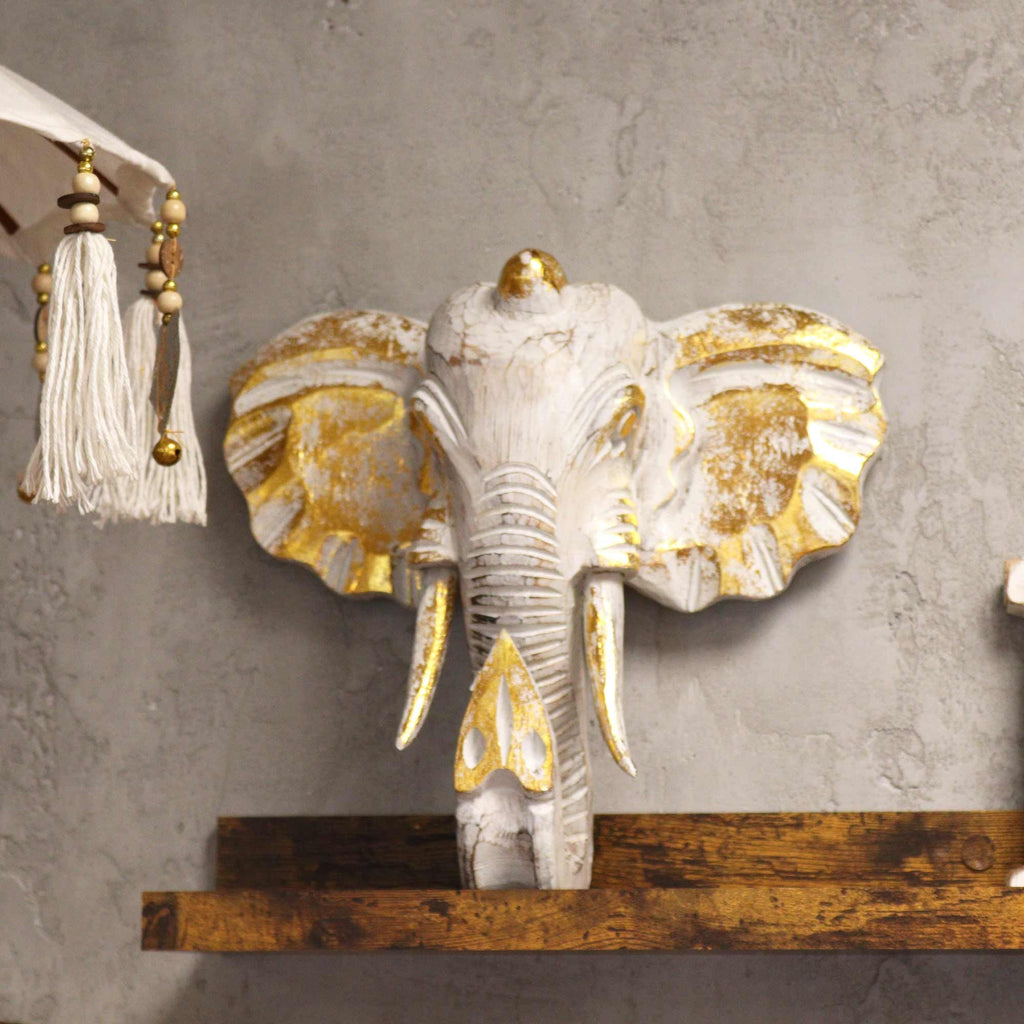 Cabeza Grande de Elefante - Oro y Blanco
