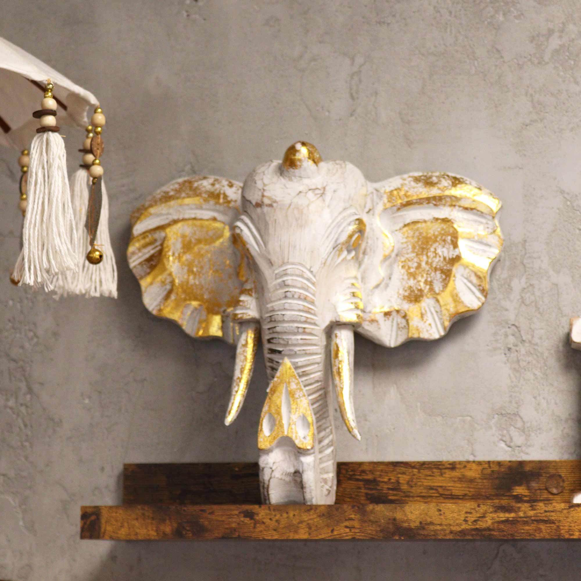 Cabeza Grande de Elefante - Oro y Blanco