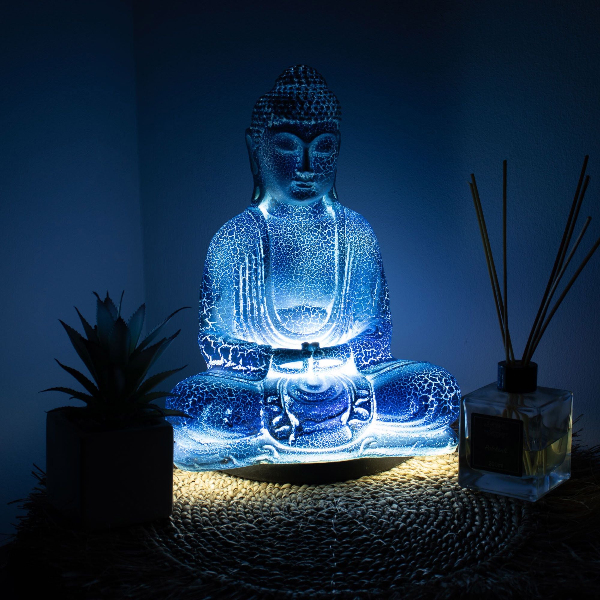 Lámpara de Buda para meditación azul cielo - soporte ovalado
