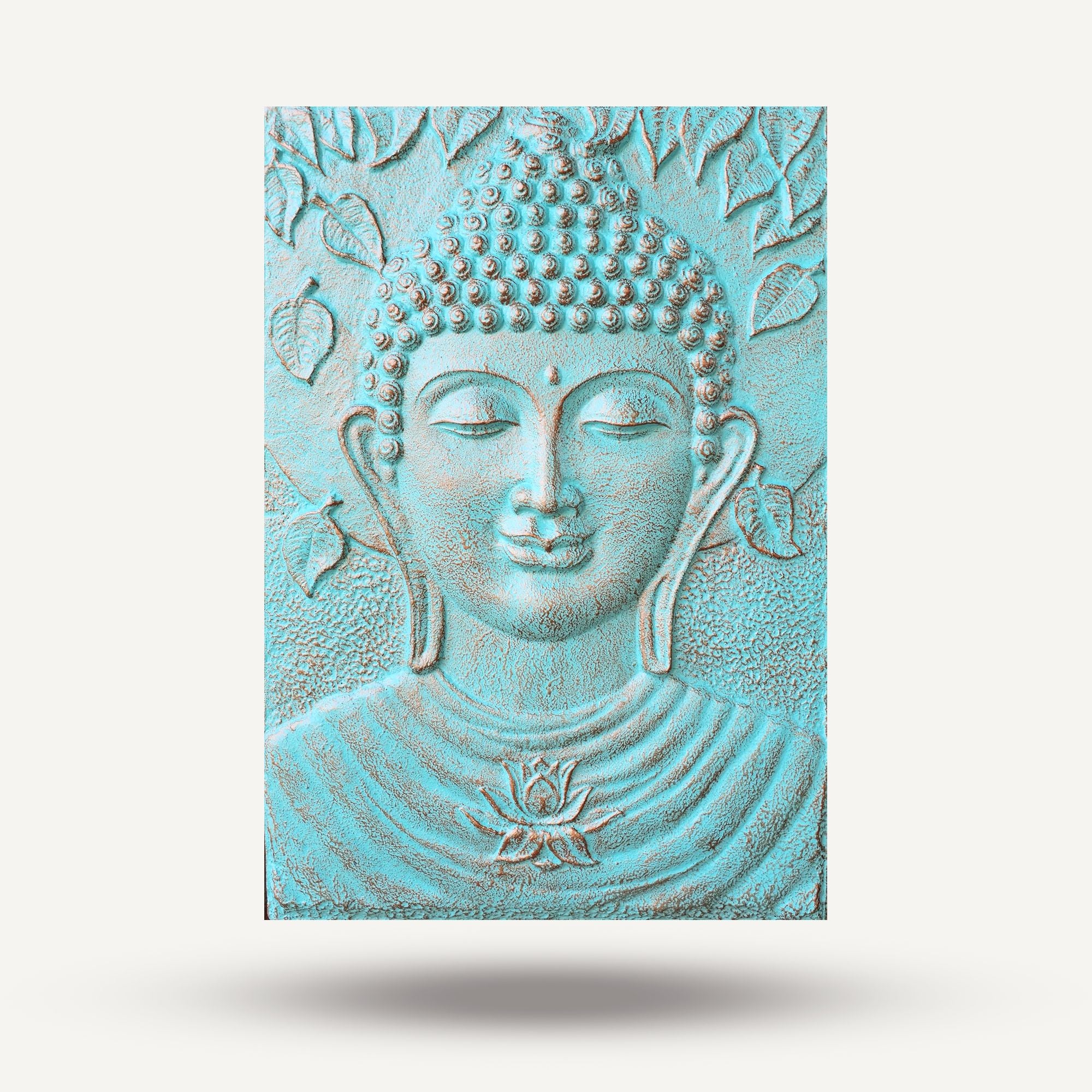 Gran Buda Marco de cemento fibrótico Turquesa Relieve - 0.7x1m