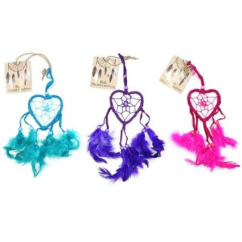 Atrapasueños Bali corazón peq - Turquesa/Rosa/Morado