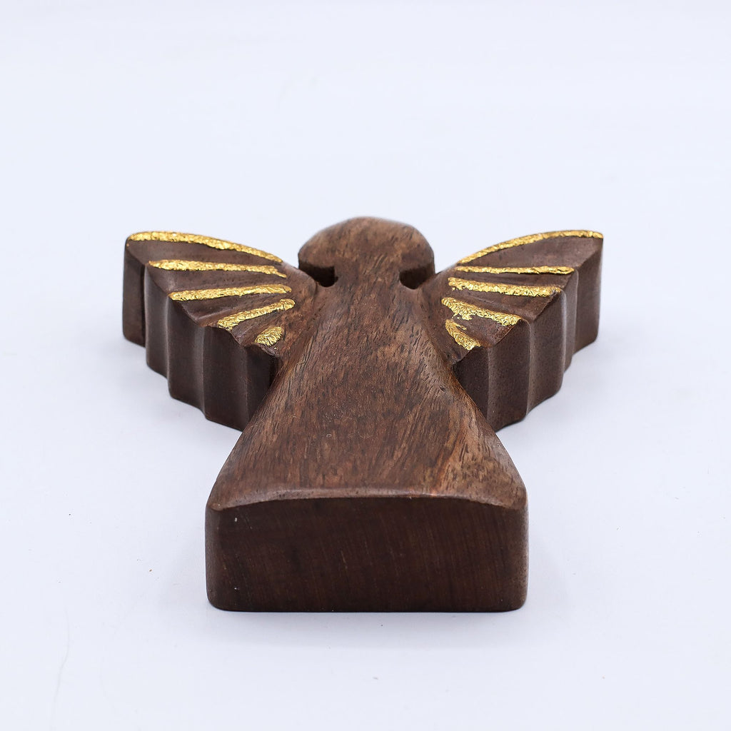 Ángel de madera de mango mediano - decoración dorada