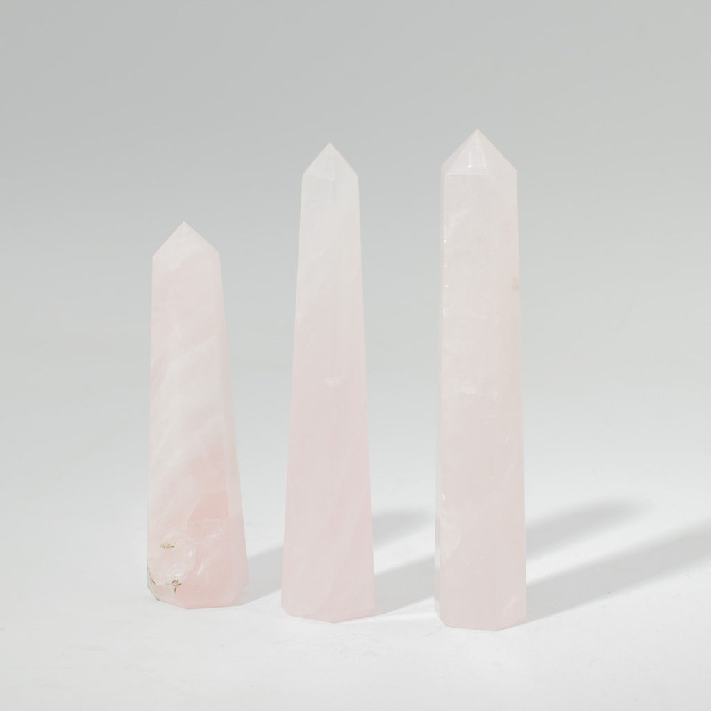 Punta obelisco de seis caras de piedra preciosa aprox. 11 cm - cuarzo rosa