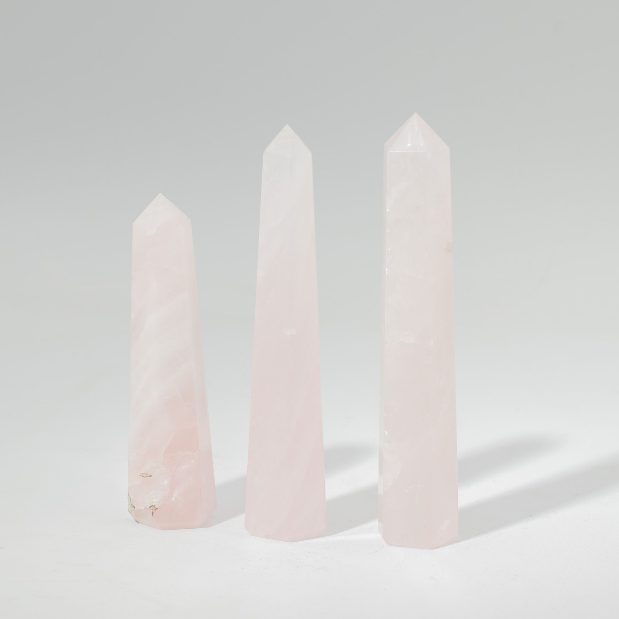 Punta obelisco de seis caras de piedra preciosa aprox. 11 cm - cuarzo rosa